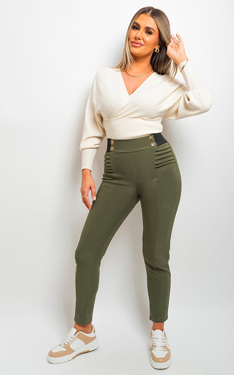 High Waisted Button Front Leggings