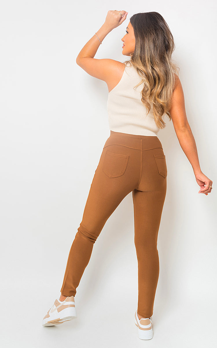 High Waist Double Band Pocket Leggings