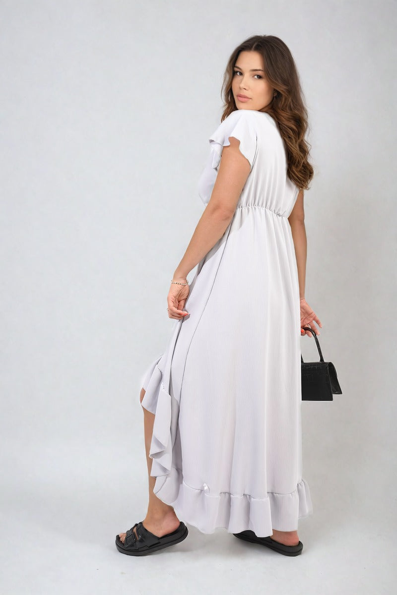 High Low Ruffle Hem Maxi Dress