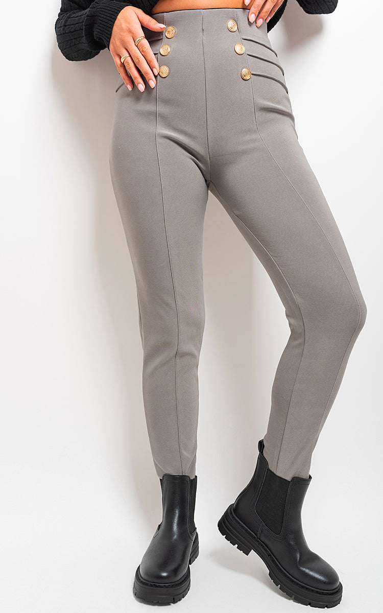 High Waisted Button Front Leggings