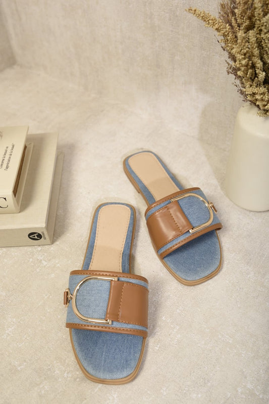 Slip On Buckle Strap Flat Sandals