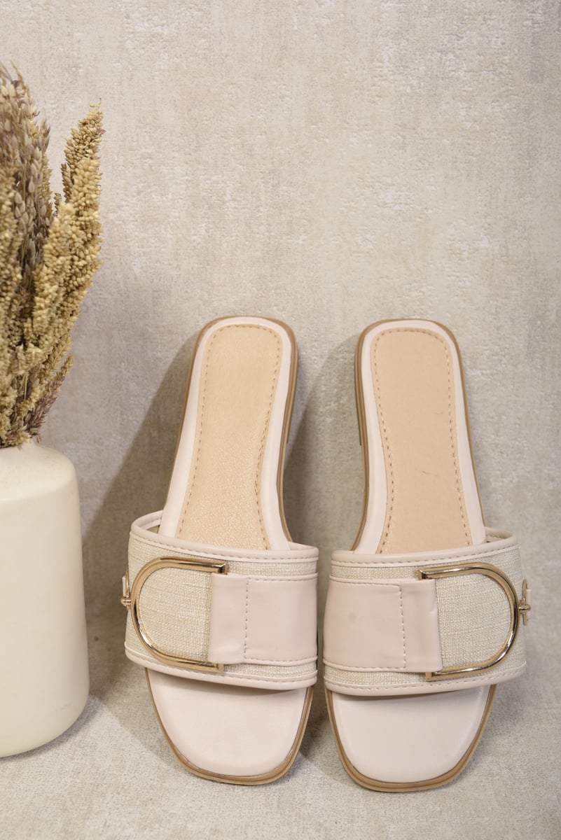 Slip On Buckle Strap Flat Sandals