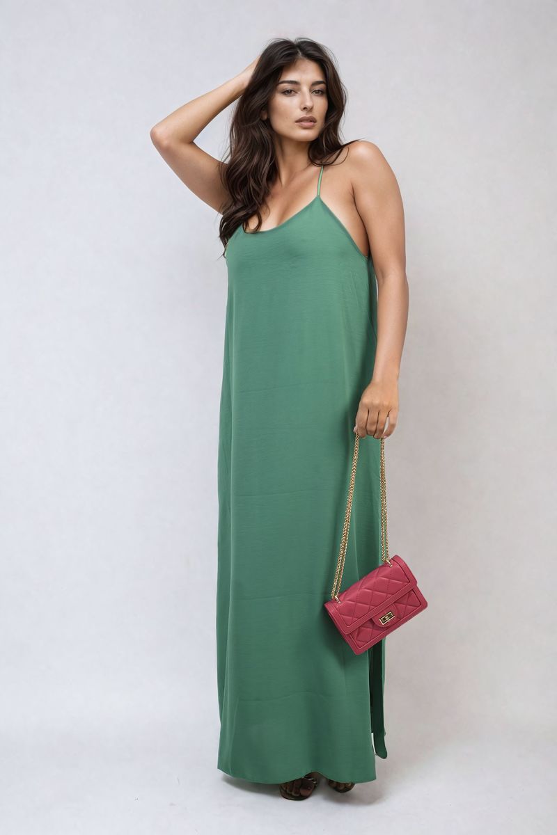 Spaghetti Strap Side Slit Maxi Dress