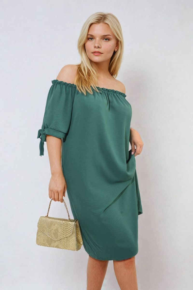 Knot Cuff Off Shoulder Mini Dress