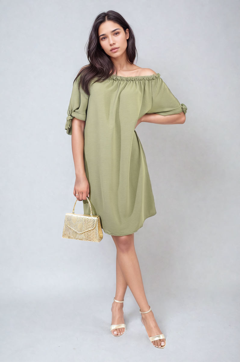 Knot Cuff Off Shoulder Mini Dress